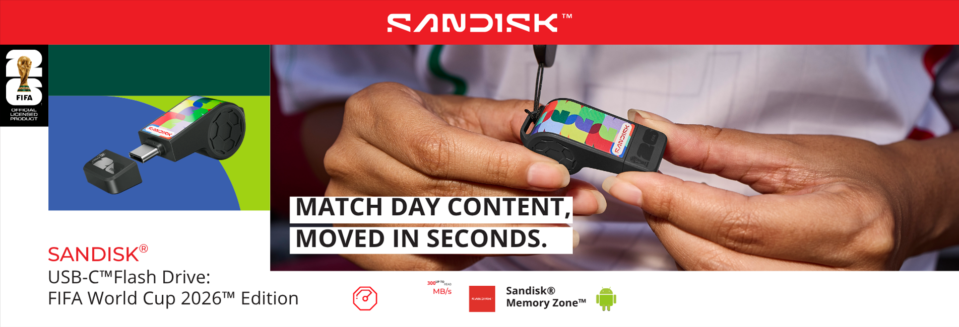 Clé USB-C SanDisk Coupe du Monde FIFA 2026 - 64 Go